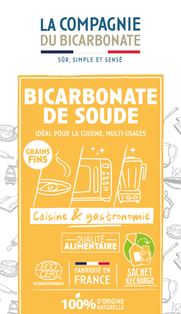 Face avant étiquette bicarbonate de soude fin 1kg