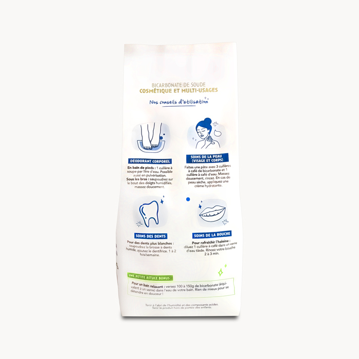 Bicarbonate alimentaire EXTRA-FIN - Sachet &quot;Open-Up&quot; 1 kg - Ecocert