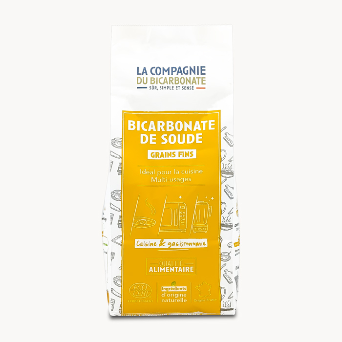 Bicarbonate alimentaire grains fins - Sachet «Open-Up» 1 kg - Ecocert