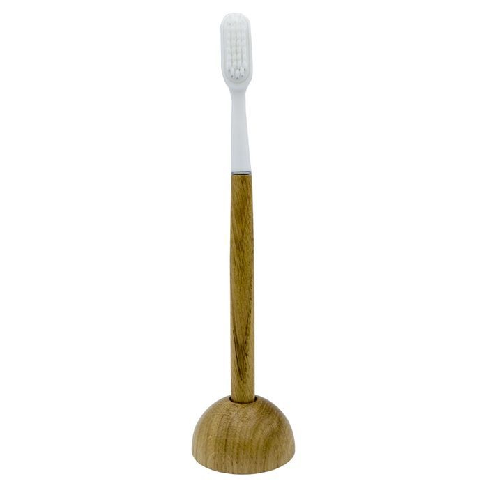 brosse à dents en bois de chêne avec son support (non fourni)