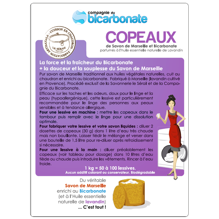 Copeaux de savon de Marseille au Bicarbonate au Lavandin