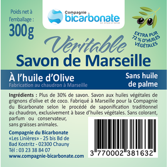 Etiquette savon de Marseille sans huile de palme