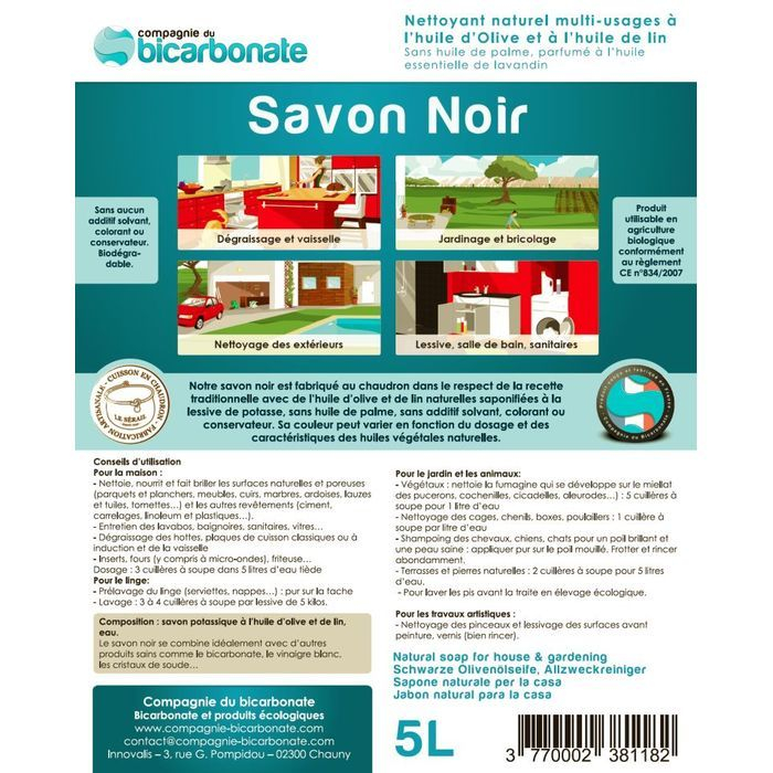 Etiquette savon noir 5 litres