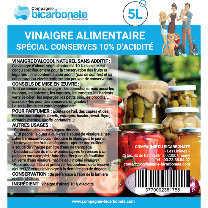 Etiquette vinaigre alimentaire 5 litres