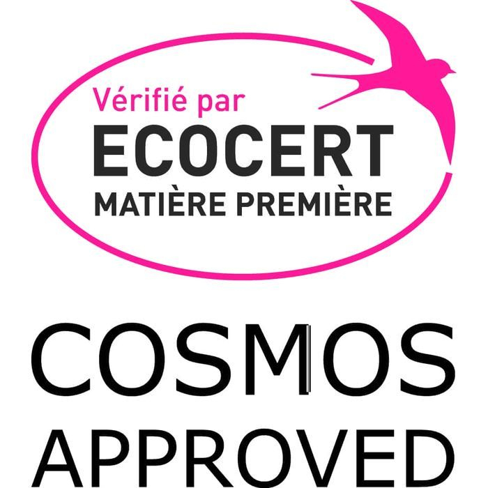 Produit conforme au référentiel ECOCERT et COSMOS des matières premières cosmétiques écologiques et biologiques.