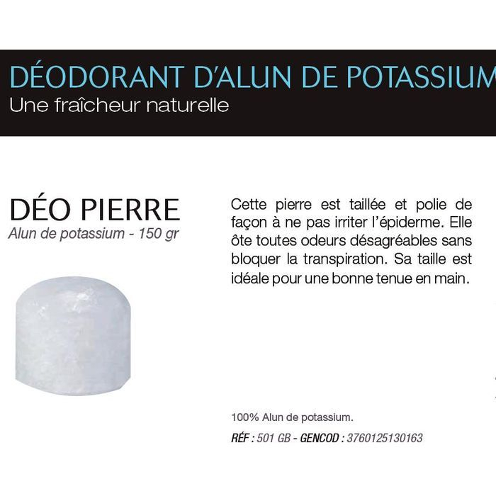 Déodorant Pierre d'Alun (potassium alum) naturelle