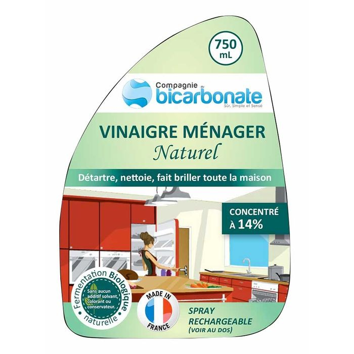 Etiquette du vinaigre blanc ménager en spray rechargeable (recto)