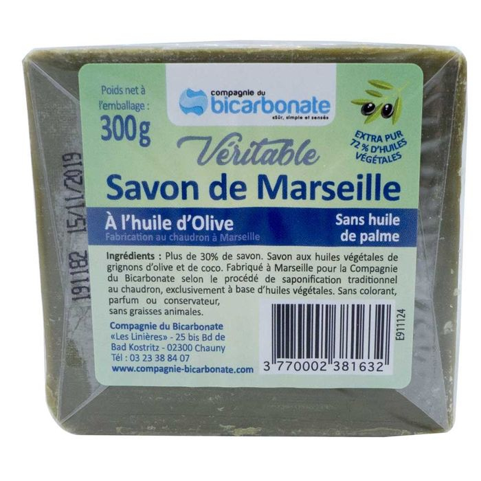 Cube de savon de Marseille 300g de la Compagnie du Bicarbonate sous film