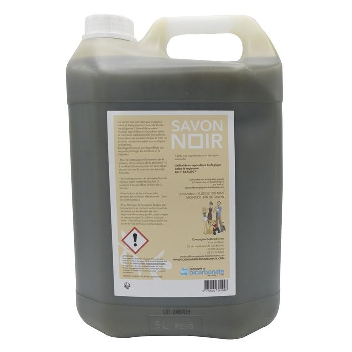 Verso du savon noir 100% olive (bidon de 5L)