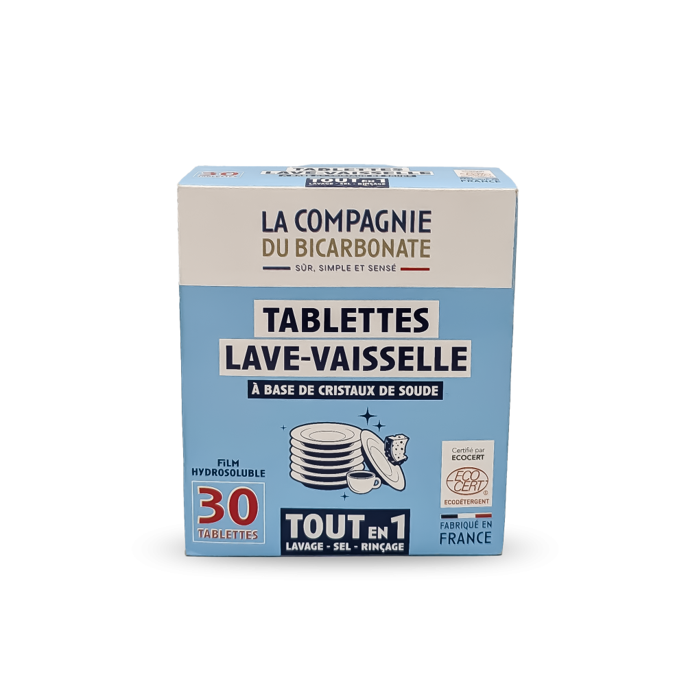 Tablettes lave-vaisselle "Tout-en-un" à base de cristaux de soude x30 tablettes